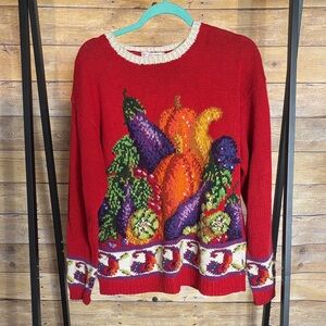 Vintage Talbots Knit Sweater – Vegetable Pattern